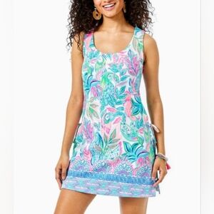 Lilly Pulitzer Sleeveless Sammi Romper Mini Dress in Mint, Pink & Aqua